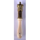 AN ANTIQUE IVORY AND BRASS TIP STAFF probably carried by the bailiff of Hungerford, bearing the Berk