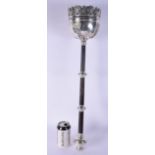 AN UNUSUAL EARLY 20TH CENTURY ENGLISH SILVER PRESENTATION CANDLESTICK decorated with foliage and vin