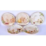 A RARE SET OF AESTHETIC MOVEMENT MINTON PLATES decorated with gnomes and toadstools. 21.5 cm wide. (