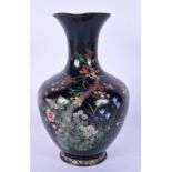 A LATE 19TH CENTURY JAPANESE MEIJI PERIOD CLOISONNE ENAMEL VASE decorated with foliage. 18.5 cm high