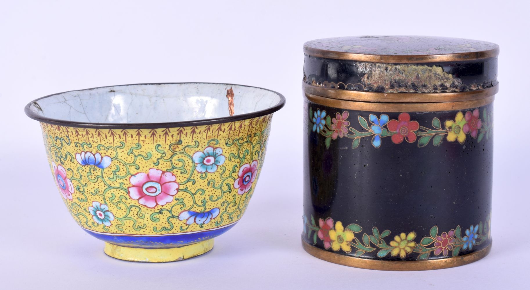 AN 18TH/19TH CENTURY CHINESE CLOISONNE ENAMEL TEABOWL Late Qianlong/Jiaqing, together with a Chinese
