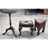 A FOOT STOOL together with two stands. (3)