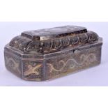 A 19TH CENTURY INDO PERSIAN RECTANGULAR SILVER BOX decorated with foliage and vines. 272 grams. 13 c