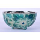 AN EARLY 20TH CENTURY JAPANESE MEIJI PERIOD PLIQUE A JOUR ENAMEL BOWL decorated with foliage. 10 cm