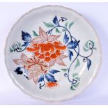 A LARGE 18TH CENTURY JAPANESE EDO PERIOD IMARI FLUTED DISH painted with flowers. 29 cm wide.