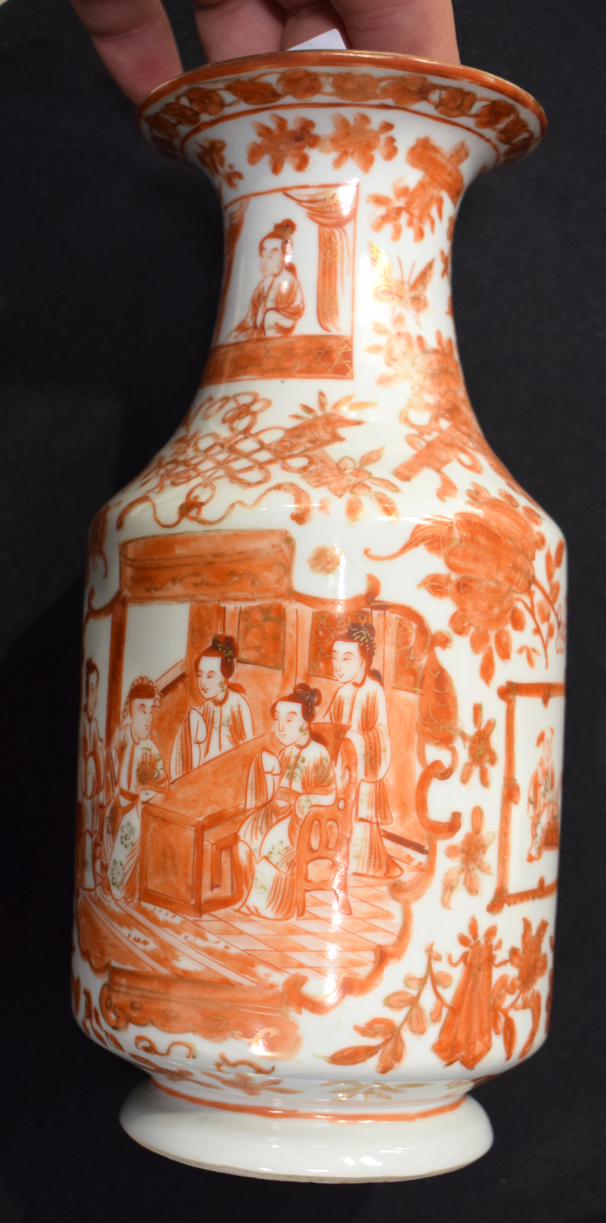 A PAIR OF 19TH CENTURY CHINESE ROUGE DE FER PORCELAIN VASES Qing. 27 cm high overall. - Bild 14 aus 19