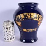 A RARE ROYAL DOULTON BEWLAYS BLUE DRUG JAR. 22 cm x 13 cm.