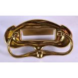 AN ART NOUVEAU BRASS DOOR KNOCKER LETTER BOX. 25 cm x 15 cm.