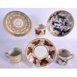 THREE 19TH CENTURY EARLY 19TH CENTURY ENGLISH PORCELAIN CUPS AND SAUCERS in various forms and sizes.