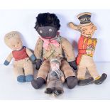 A collection of vintage soft toys and vintage advertising pieces including a Sunny Jim Force wheat