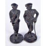 A pair of small bronze models of golfers 10 cm (2).