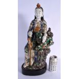 A LARGE 19TH CENTURY JAPANESE MEIJI PERIOD AO KUTANI PORCELAIN FIGURE modelled with a buddhistic lio
