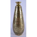 AN 18TH CENTURY ISLAMIC MIDDLE EASTERN BRONZE VASE decorated with Kufic script. 20 cm high.