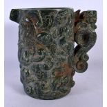 A CHINESE CARVED JADE TYPE JUG 20th Century. 17 cm high.
