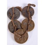 FIVE CHINESE COINS. Each 4cm diameter, total weight 151.8g