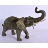 A LARGE CONTEMPORARY COLD PAINTED BRONZE ELEPHANT. 30 cm x 22 cm.