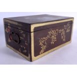 AN UNUSUAL 19TH CENTURY CHINESE LACQUERED PEWTER TEA CADDY. 24 cm x 15 cm.