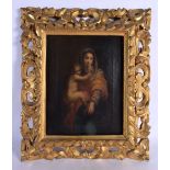 Italian School (18th Century) Oil on canvas, Madonna and child, Florentine framed. 38 cm x 32 cm.