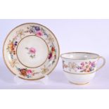 Early 19th c. Nast b breakfast cup and saucer with sprays of flowers and gold ribbons, printed mark