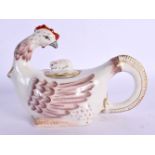 A LATE 19TH CENTURY EUROPEAN PORCELAIN TEAPOT AND COVER in the form of a bird. 17 cm x 12 cm.
