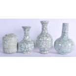 FOUR CHINESE GE TYPE CRACKLE GLAZED VASES 20th Century. Largest 17 cm high. (4)