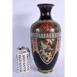 A LARGE EARLY 20TH CENTURY JAPANESE MEIJI PERIOD CLOISONNE ENAMEL VASE decorated with birds. 34 cm h
