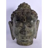 A 19TH CENTURY INDO THAI BRONZE BUST OF A BUDDHA. 26 cm x 13 cm.