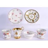 A LIMOGES PORCELAIN CUP AND SAUCER together with a Derby cup etc. (6)