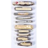 A collection of small pearl handled pen knives largest 8.5 cm. (10).