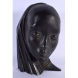 AN AUSTRIAN HAGENAUER BRONZE BUST OF A FEMALE. 24 cm x 15 cm.