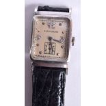 A GENTLEMANS PLATINUM AND DIAMOND WRISTWATCH BY MILTON GOLDIN. 2.4cm inc crown, weight 31.7g