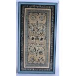 AN ANTIQUE FRAMED CHINESE SILK WORK PANEL. 68 cm x 34 cm.