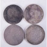 FOUR EARLY SILVER COINS. Weight 112g total (4)