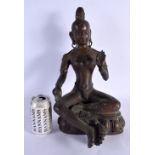 A LARGE 19TH CENTURY INDIAN BRONZE FIGURE OF A BUDDHA modelled with one hand raised. 35 cm x 22 cm.