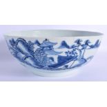 AN 18TH CENTURY CHINESE EXPORT BLUE AND WHITE PORCELAIN BOWL Qianlong. 23 cm diameter.