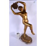 European School (C1910) Gilt bronze, Study of a nude female. 65 cm x 22 cm.