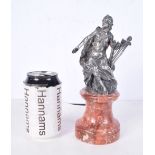 A Grand tour silver plated figure of a Neo classical female harp player set on a marble plinth