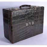 A VINTAGE CROCODILE SUITCASE. 43 cm x 30 cm x 22 cm.