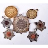 GROUP OF SILVER GARDENING MEDALS TOGETHER WITH ANOTHER. Various Hallmarks, largest 5.9cm x 5.3cm (7