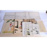 A GROUP OF 19TH/20TH CENTURY CHINESE AND JAPANESE WATERCOLOURS together with prints etc. (qty)