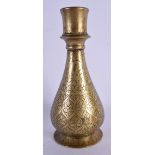 AN 18TH CENTURY ISLAMIC MIDDLE EASTERN BRONZE HOOKAH PIPE BASE. 21 cm high.