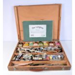 A VINTAGE TRAVELLING ARTISTS BOX. (qty)