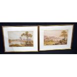 A pair of framed 19 th Century watercolours by Mary Ann Bleucorn dated 1823 28 x 42 cm.(2).