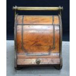 A vintage wooden and brass coal scuttle. 47 x 53 x 42 cm