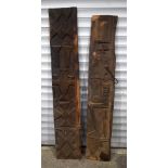 A pair of carved African Tribal granary doors, including door furniture. 171 x 30cm (2).