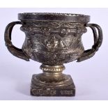 AN ANTIQUE WHITE METAL WARWICK VASE. 396 grams. 8 cm x 6 cm.