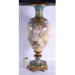 A LARGE 19TH CENTURY FRENCH SEVRES PORCELAIN VASE painted with a female and child within a landscape