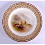 Royal Worcester fine plate painted by Harry Davis, signed, with sheep in a mountain landscape under