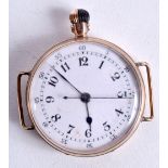 9CT GOLD TRENCH WATCH. Hallmarked London 9ct, 3.3cm diameter, weight 28g