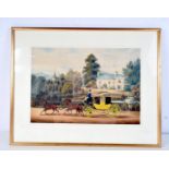 English School (19th Century) Watercolour, Carriage Scene. 55 cm x 42 cm.